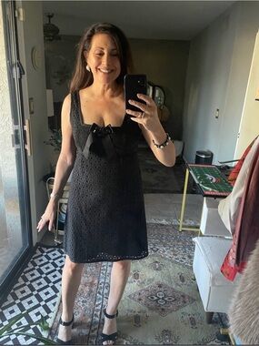 Classic black cotton eyelet dress